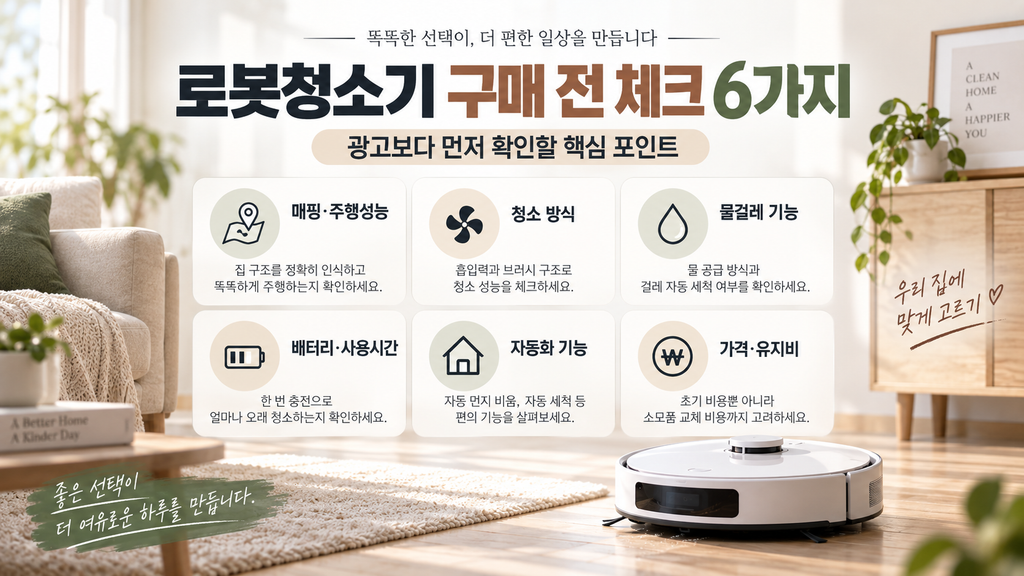 로봇청소기 구매 전 체크리스트 6가지